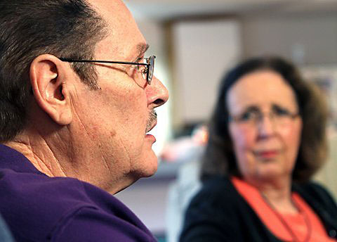 Charles Passantino, who suffers from chronic pain, was cut off from his medicine as a result of a 2010 state law. At right is his wife, Jennifer, in their Tacoma-area home. 