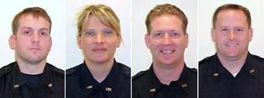 Lakewood Police officers (L to R):
Mark Renninger, Tina Griswold, Ronald Owens, Greg Richards  