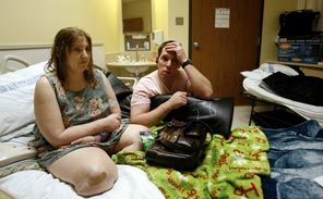 As of Tuesday, Jeri Ringseth had lived in a room at St. Joseph Medical Center in Tacoma for 189 days because two dozen facilities have said they're unable to handle her chronic disabilities. Her husband, Gary, stays in the room most nights, sleeping on the cot in the background. 