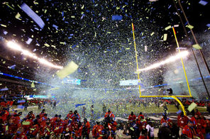 Celebrations start after the  Seahawks beat the Denver Broncos in Super Bowl XLVIII at MetLife Stadium in East Rutherford, N.J.
