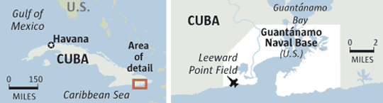 Maps of Cuba and Guantnamo Bay