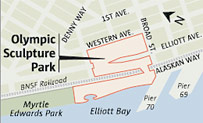 Streetmap of Olympic Sculpture Park vicinity